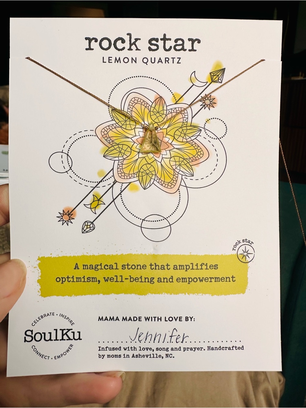 Soulku Lemon Quartz Pendant Necklace -